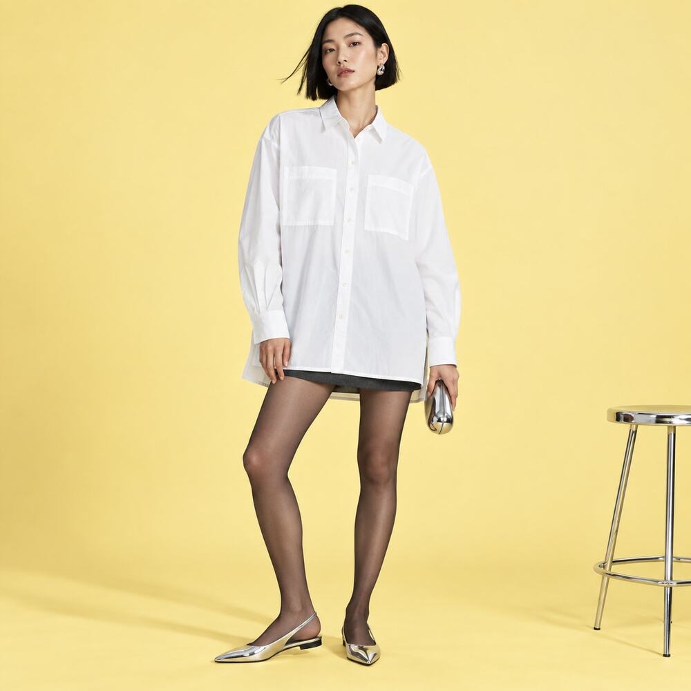 Madewell Shirt WMNS XS White Oversized Button Up 90s Modern Preppy Minimalist